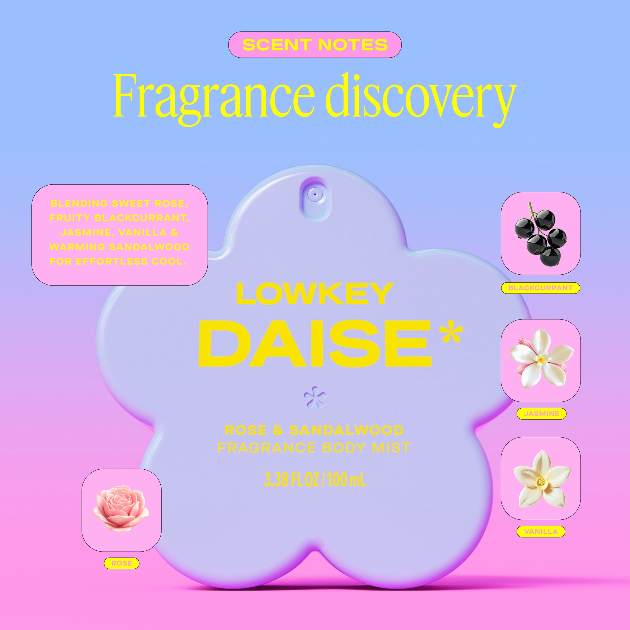 DAISE Lowkey DAISE Fragrance Body Mist in Rose & Sandalwood, 100 mL