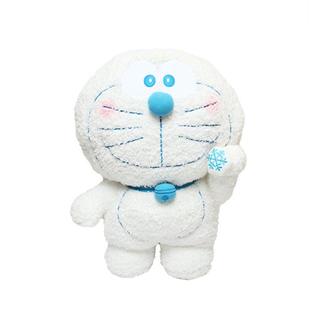 Genuine Anime Figures Doraemon Genuine Blue Snowflake Jingle Cat Robot Cat Plush Doll Pillow Kawaii Doll Gong Bohan LED