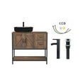 thumbnail image 5 of ELECWISH Bathroom Vanity, 36" Bathroom Vanity with Sink Combo Set, Dark Brown Modern Wood Bathroom Cabinet with White Ceramic Bathroom Sink, 5 of 11