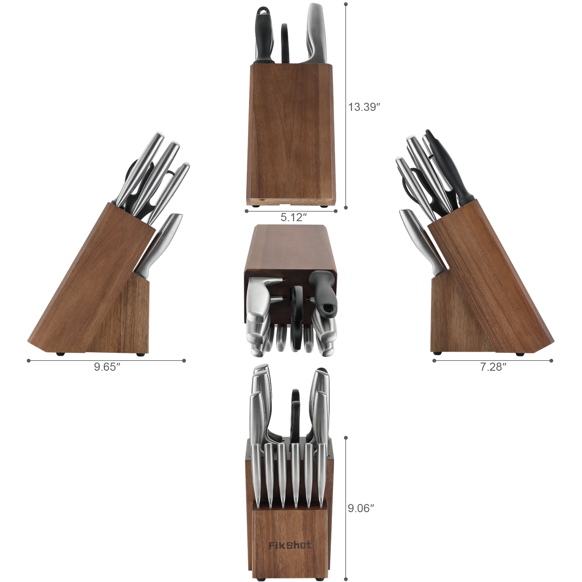 14Pieces High Carbon Steel Kitchen Knife Set with Wood Block & Sharpener, Rust-Resistant Professional Chef Knives for Cooking, Grilling & Gifting