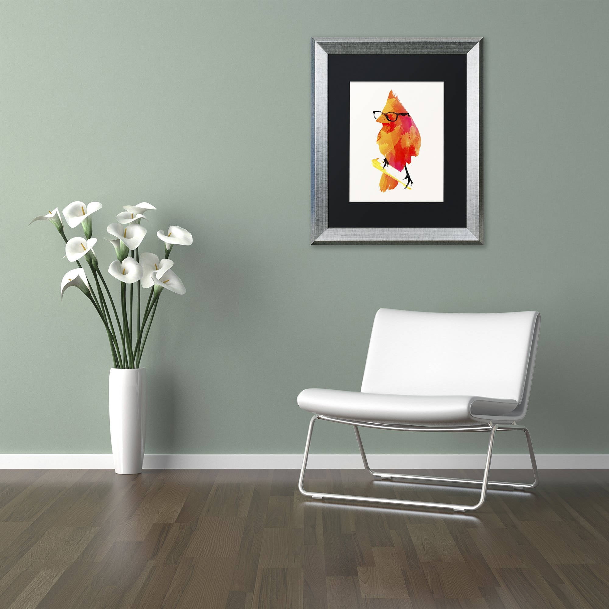 Trademark Fine Art 'Punk Birdy' Canvas Art by Robert Farkas, Black Matte, Silver Frame