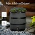 thumbnail image 3 of RTS Home Accents Polyethylene 35 Gallon Round Rain Barrel with Planter, Woodgrain with Black Stripes Color, 3 of 8