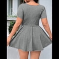 thumbnail image 4 of Vestido Mini para Mujer, Escote Cuadrado, Corta, Bajo con Volantes y Pantalón Corto Incorporado, Gris, Talla XXL, 4 of 10