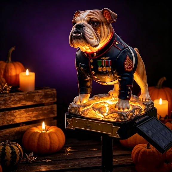 Halloween Solar Dog Light, French Bulldog Figurine, Lawn Decor for Patio, Yard Ornament, Ideal for Yard Patio Lawn Pathway Decor Veterans Day Military Gifts