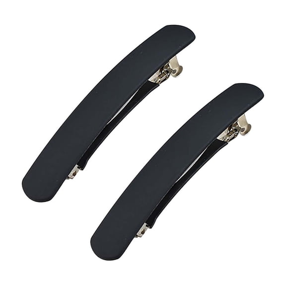 2Pcs Matte Solid Color Simple Hair Clips, Non-Slip Rectangle Hair Pins for Women Girls, Multi Colors Daily Hair Accessories for Thick Thin Hair (Black)