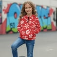 thumbnail image 3 of Xixirimido Red Christmas Candy Cane Pattern Girls Half Zip Sweatshirt Long Sleeve Pullover Crop Tops Kids Lightweight Hoodie Fashion Winter Clothes Size 5-6, 3 of 7