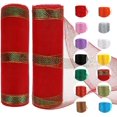 thumbnail image 1 of 2 Rolls Red Mesh Ribbon, Christmas Deco Mesh 10 Inch x 30 Feet Each Roll, Metallic Red with Foil Ribbon for Christmas Tree Decorations Halloween Party Decor Crafts Wreaths,Rayas rojas y verdes, 1 of 7