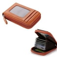 thumbnail image 1 of OULII Organizador De Tarjetas De Crédito En Cuero Marrón Con Cremallera Seguro Y Práctico, 1 of 8