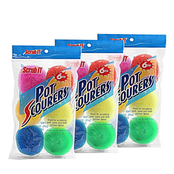 18 Round Nylon Dish Scrubber Scouring Pads By ScrubIt 3 Packs Of 6