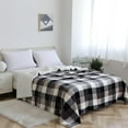 thumbnail image 6 of Buffalo Plaid Sherpa Fleece Throw Blanket, Double-Sided Checkered Super Soft Luxurious Bedding Blanket 60 x 80 inches, Black/White, 6 of 6