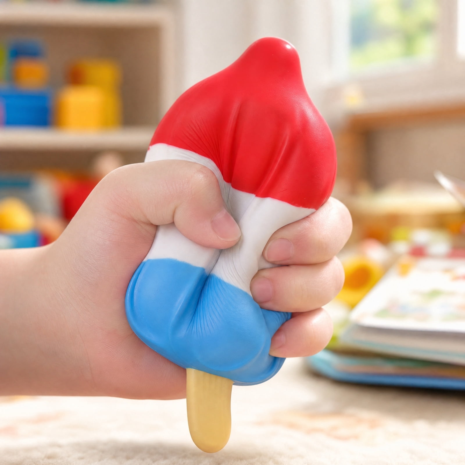 The Big Rocket Pop Slow-Rise Squishy Toy Giant Patriotic Popsicle Squishy Toy 24cm Big Slow Rise Squeeze Pop Ice Cream Squishies, Tactile Sensory Play Toy, Stress Anxiety Relief Fidget Gift