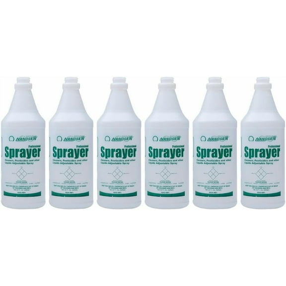 Nanoskin 6-Pack of 32 Oz. HDPE Natural Plastic Spray Bottles with Molded-In Graduations – Durable, Chemical-Resistant, Multi-Purpose, Refillable, and Perfect for Cleaning Solutions and Household Use