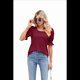 thumbnail image 3 of Tops para Mujer, Camisetas Informales de Verano con Volantes y Cuello Cuadrado, Vino Tinto XL, 3 of 9