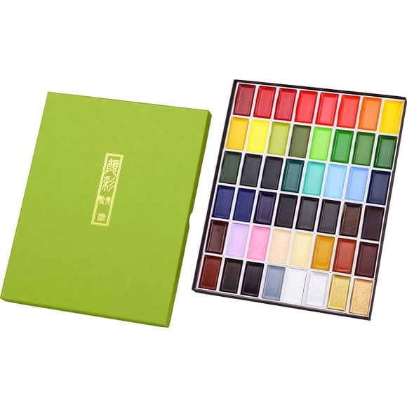 Set de pinturas de acuarela Kuretake GANSAI TAMBI 48 colores Japón