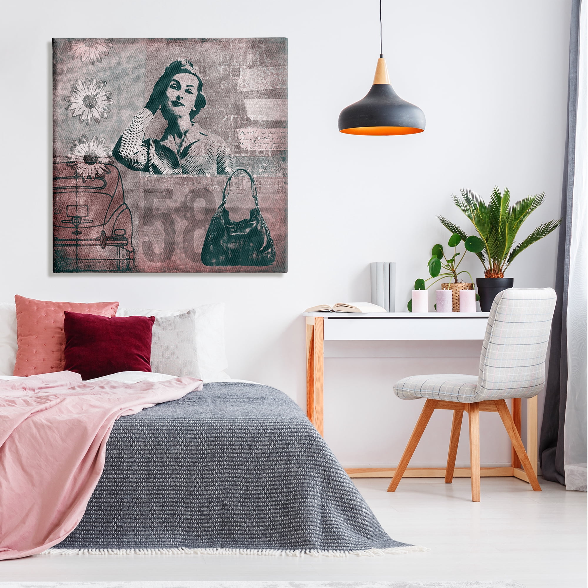 Stupell Vintage Fashion Woman Collage Abstract Painting Gallery Wrapped Canvas Print Wall Art