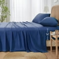 thumbnail image 2 of JELLYMONI 4 Pieces Cooling Twin Sheets Set, Microfiber & Bamboo Sheet Set, Breathable & Wrinkle Free - 16" Deep Pockets Bedding Sheets & Pillowcases,Dark Blue, 2 of 7