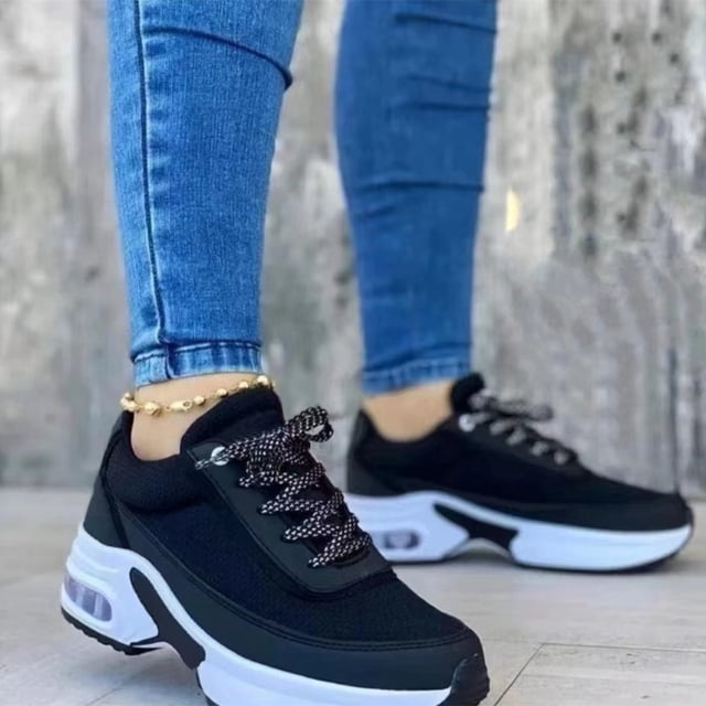 2023 Moda Nuevo Suela Gruesa Tenis Encaje Hasta Zapatos Deportivos Casuales De Mujer