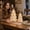 Beige3, variant on QIUXUJ - Vintage Lighted Christmas Tree Figurine, Mini Tabletop Centerpiece (L)