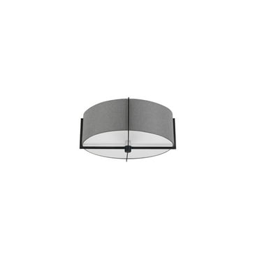 3-Light Semi-Flush Mount Ceiling Light - Matte Black Finish, Gray Shade
