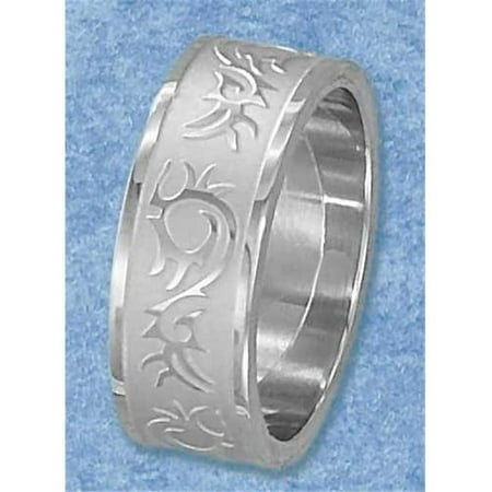 Plum Island Silver SR-3061-12 Stainless Steel Mens Satin Finish and High Polish Tribal Band - Size 12
