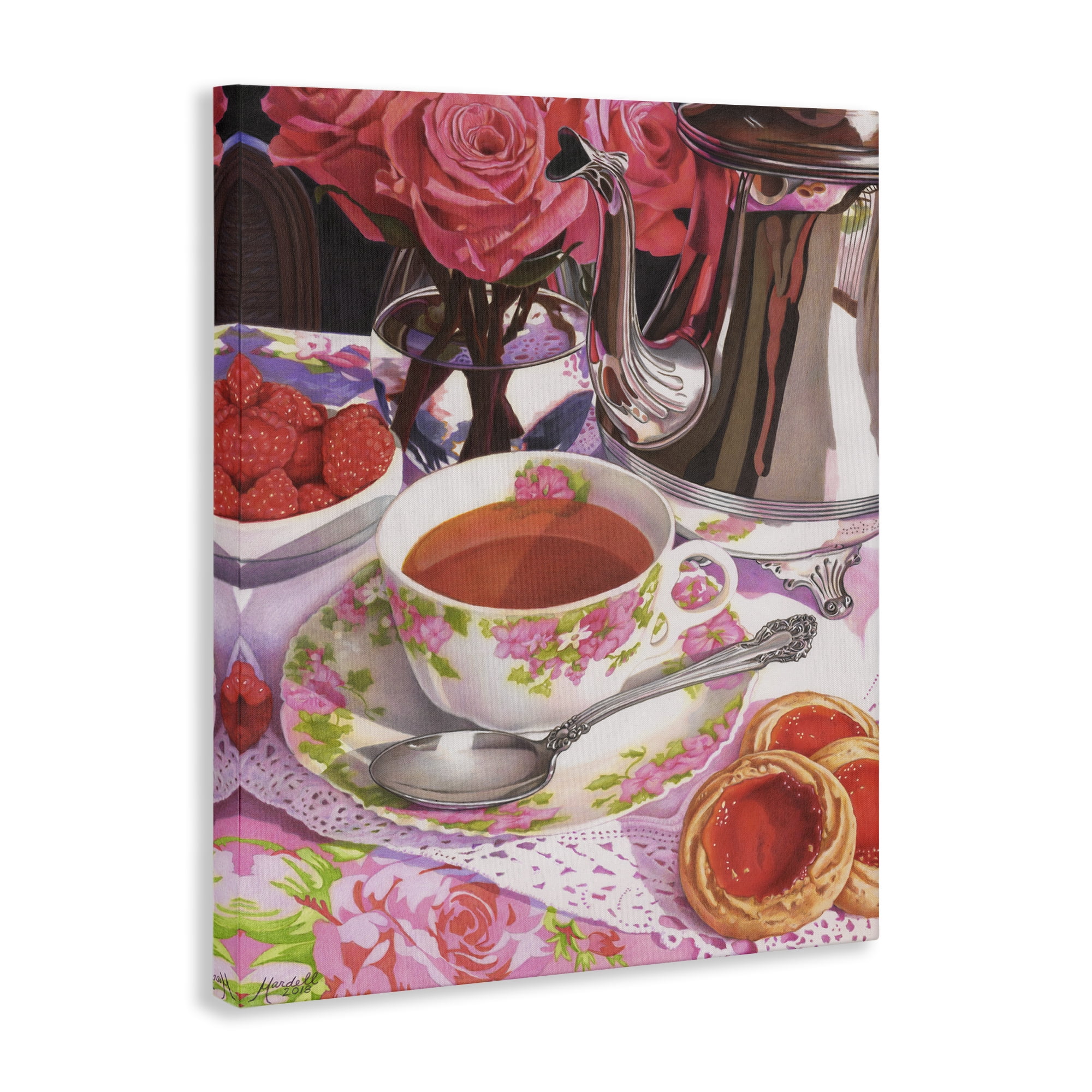 Stupell Industries Tea & Strawberry Cookies Food & Beverage Painting Gallery Wrapped Canvas Art Print Wall Art, 36 x 48