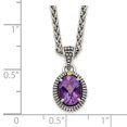 thumbnail image 3 of 925 Sterling Silver Spiga Wheat Necklace with Pendants Chain Shey Couture 14K Accent 18 Inch Antiqued Amethyst Oval 10 mm, 3 of 4
