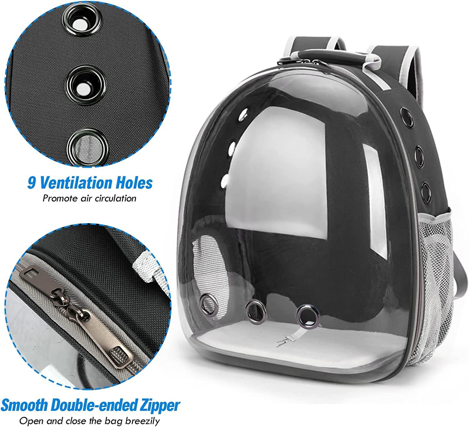 GoXteam Cat Backpack Carrier, Fit up to 13 lbs, Space Capsule Bubble Window Pet Carrier Backpack for Large Fat Cat and Small Puppy, Black