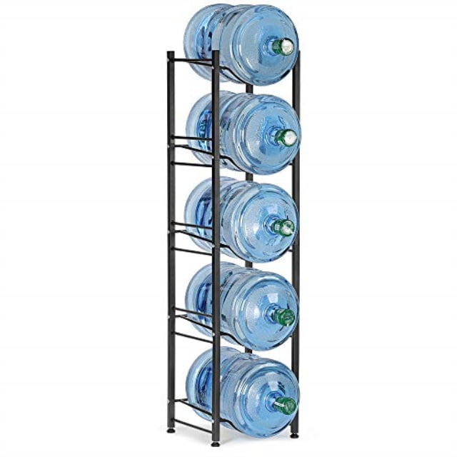 liantral 5 gallon water jug holder water bottle storage rack, 5 tiers