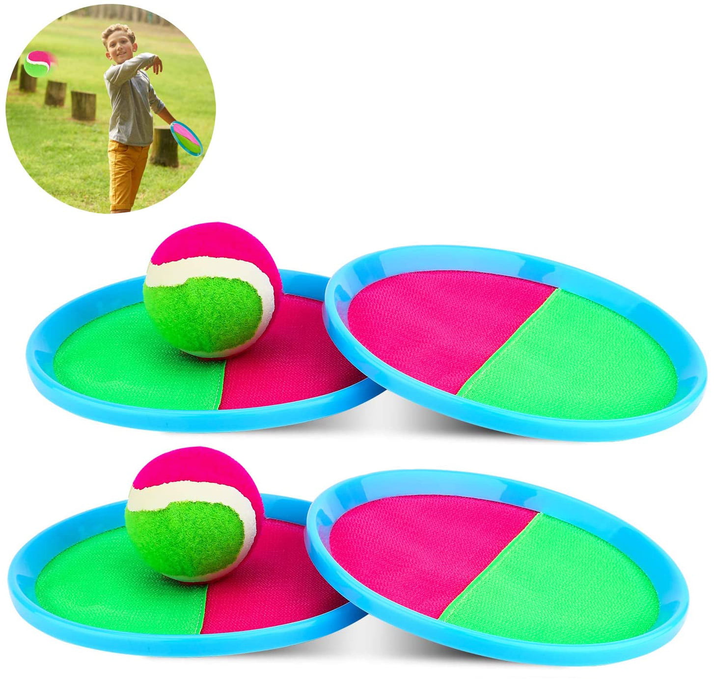 Yard Games Outdoor Toys Playground Sets for Backyards//Kids//Adults//Family Toss and Catch Ball Set Beach Games for Kids with 4 Paddles 4 Balls and 1 Storage Bag Outdoor Games for Kids