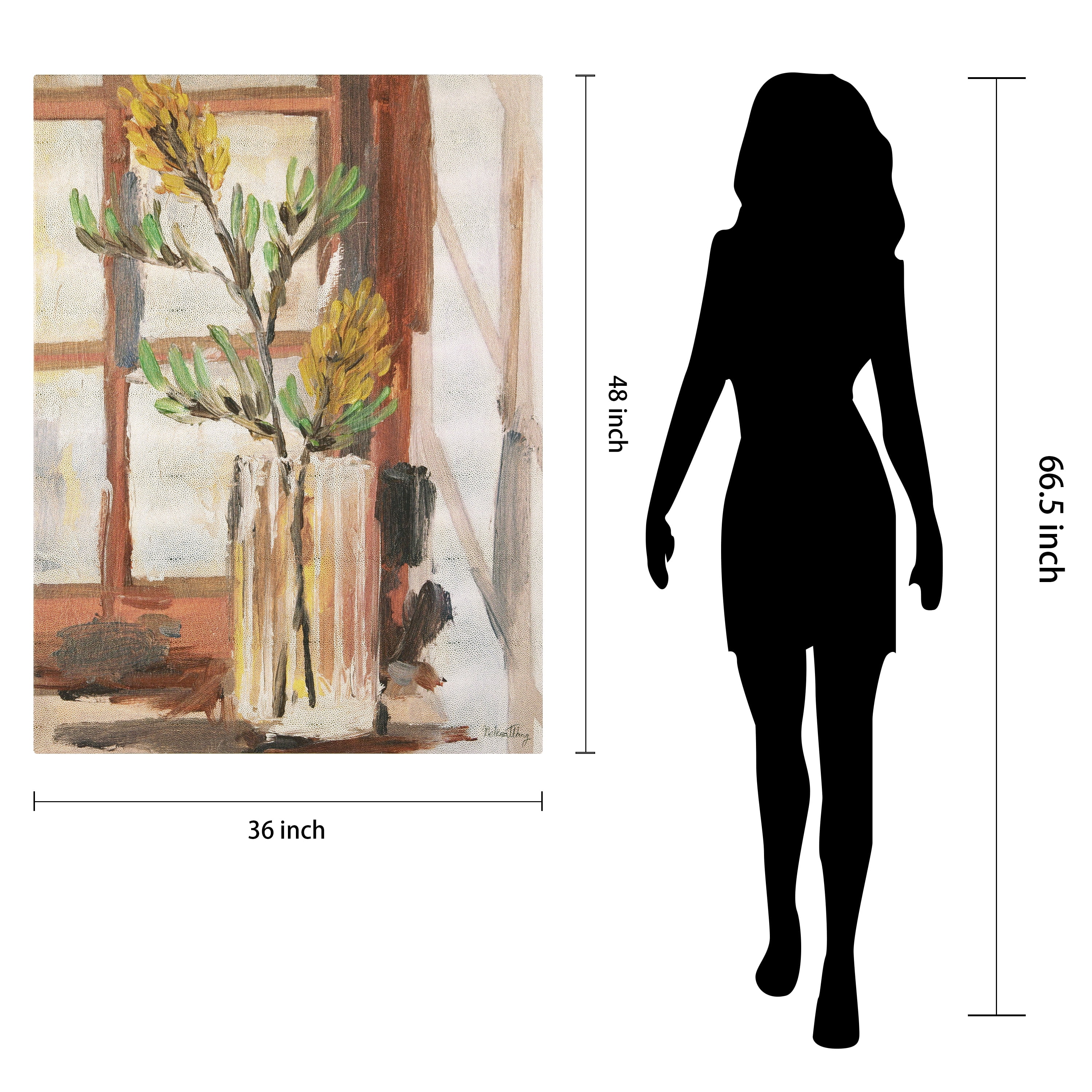 Timeless Serenity II" Vase by the Window onon Gold Metallic Shagreen Wrapped Canvas Wall Art, sized 48"x36"