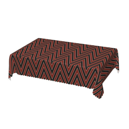 

DouZhe Rectangular Tablecloth Chevron Black Red Table Cloth for Kitchen Dinning Tabletop 72 x54 Waterproof Polyester Table Cover