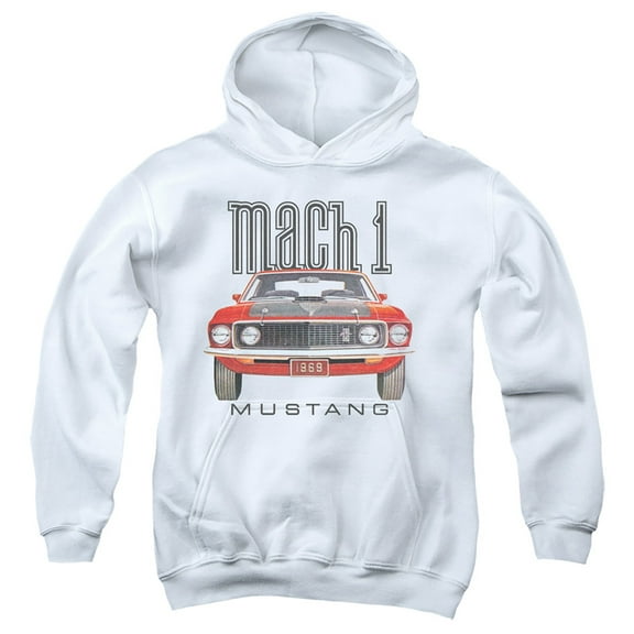 Ford Mustang 69 Mach 1 Youth Pullover Hoodie Sweatshirt White