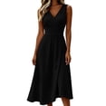 thumbnail image 2 of Ovbmpzd Womens And WomenʼS Plus Midi Wedding Guest Dresses Long Sleeves Swing Elegant formal Dresses V-Neck Black Sleeveless Tank Dresses,XXXL, 2 of 6