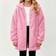 thumbnail image 4 of Girls Fleece Jacekts with Hood Long Sleeve Zip Up Lightweight Warm Casual Kids Winter Coat Pink 14-15Years, 4 of 9