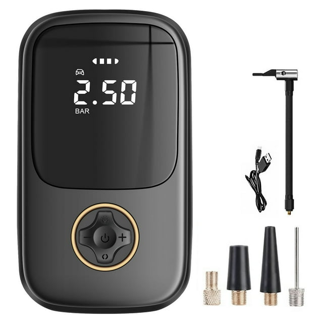 Electric Tyre Pump 150PSI Digital Tyre Inflator Cordless Air Compressor Pump with Display LED Torch and Nozzles Portable 4000mAh Rechargeable Tyre Inflator for Car Motorcycles Basketball