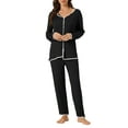 thumbnail image 2 of INSPIRE CHIC Women's Lounge Sets Long Sleeves Knit Pullover Tops with Pants Pajama Sets XL Black, 2 of 6