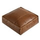 thumbnail image 2 of Funda de puf otomana de cuero sintético sin relleno | Reposapiés marroquí impermeable | Cojín de piso de 17.7" para sala de estar o patio, asiento de almacenamiento, tapicería duradera, marrón, 2 of 7