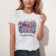 thumbnail image 5 of Girls Patriotic American Flag T-Shirt White Floral Butterfly Graphic Polyester Spandex Short Sleeve Crew Neck,Size 5-6T, 5 of 6