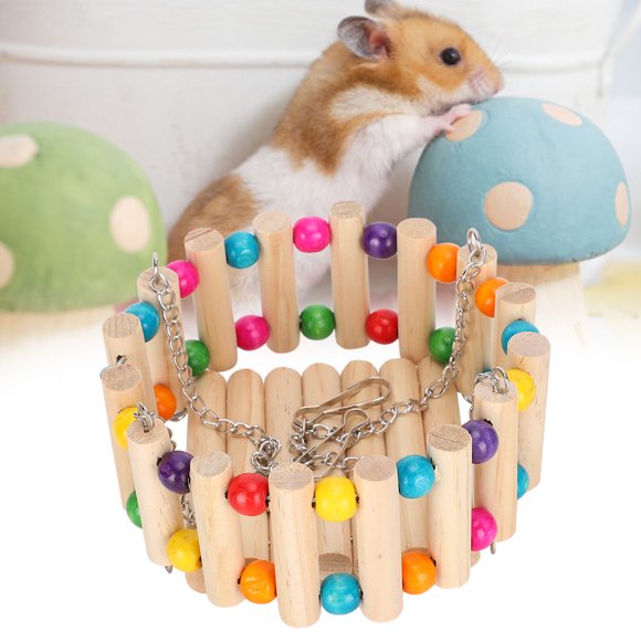 Hamac pour Hamster, Cage pour Hamster Chinchilla avec Chaîne en Fer et Crochet Hamac en Bois pour Hamsters pour Mini Perroquets Jardin pour Chinchillas