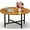 Honey Brown, variant on Round Coffee Table, Small Coffee Tables for Living Room, Low Wood Coffee Table with Metal Frame, Floor Table Desk for Sitting on The Floor, Home, Office, White(23.6" D x 17.7" H)