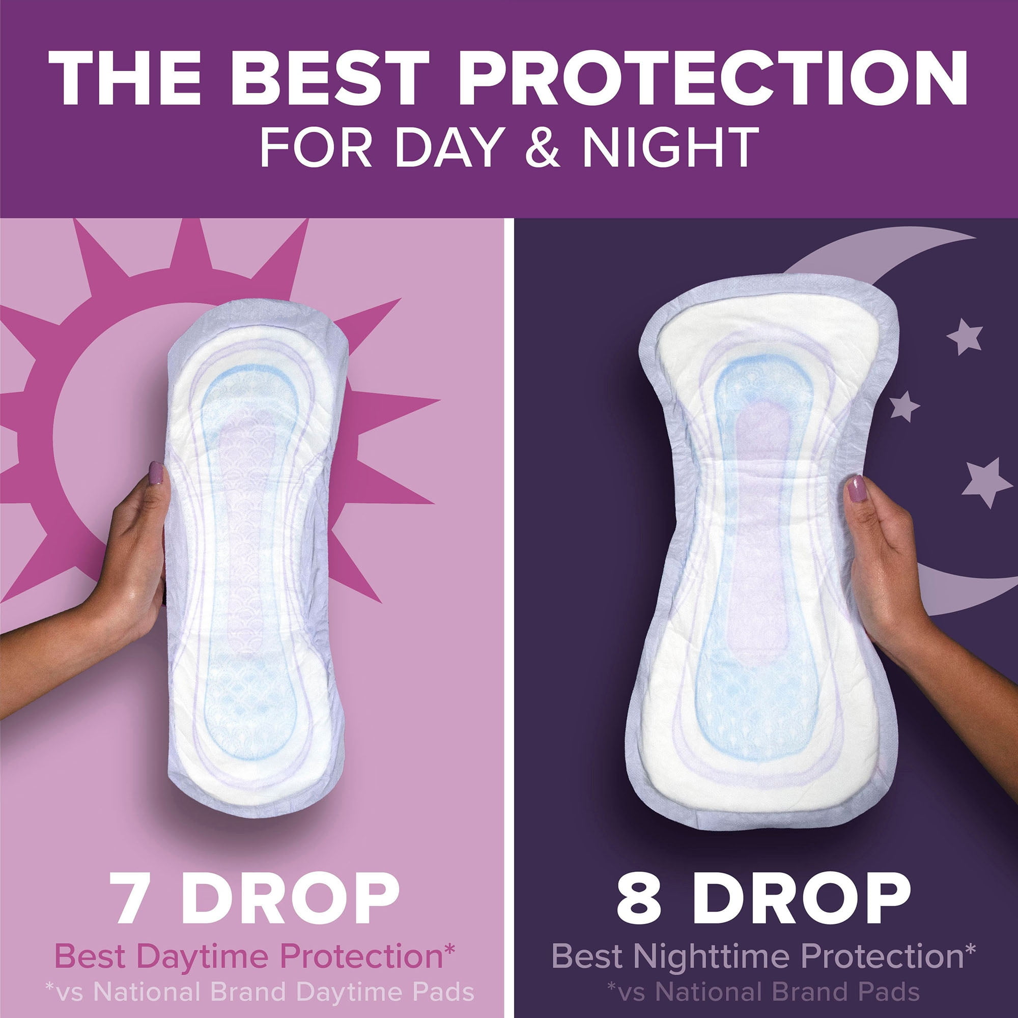 Poise Fresh Protection Female Incontinent Pad Overnight 5.3 Inch Length 54943, 44 Ct