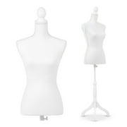 iKayaa Female Mannequin Torso Dress Form with Wood Tripod Stand Pinnable Size 34" 26" 35"