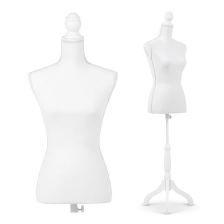 iKayaa Female Mannequin Torso Dress Form with Wood Tripod Stand Pinnable Size 34" 26" 35"