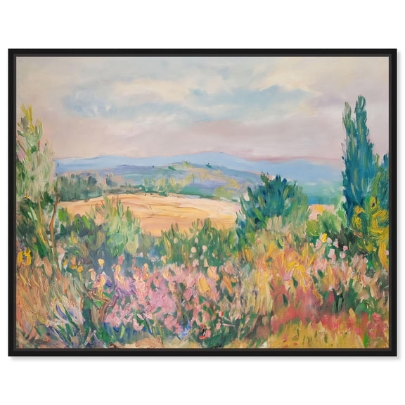 Cezanne Saw Colorful Florals Canvas Vintage Landscape by Art Remedy, Black Frame, 20" x 16"