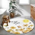 thumbnail image 4 of Round Area Rug 4ft,Rustic Yellow Flower Butterfly Washable Carpet Non-Slip Runner Accent Rugs Indoor Floor Mat for Bedroom Living Room Decor,Farmhouse Pastoral Plant, 4 of 9