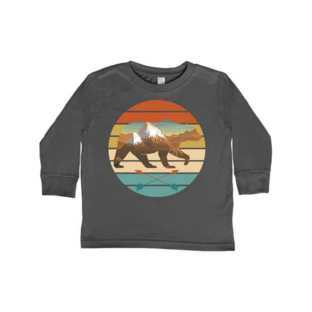 

Inktastic Bear Silhouette Retro Sunset Gift Toddler Boy or Toddler Girl Long Sleeve T-Shirt