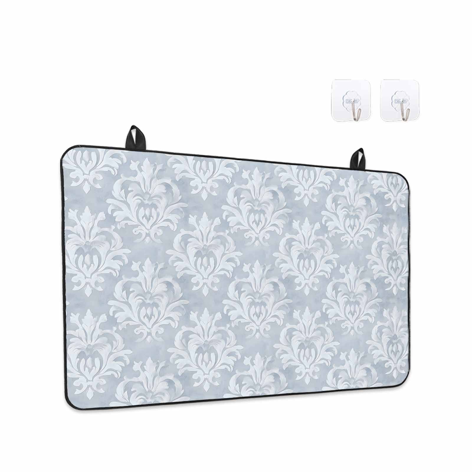 Haze Blue Boho Stove Top Cover for Electric Stove, Heat-proof & Non Slip Glass Top Stove Cover Protector, Neutral Middle Century Turkish Pattern Kitchen Flat Cooktop Rubber Mat 24x21 Inches