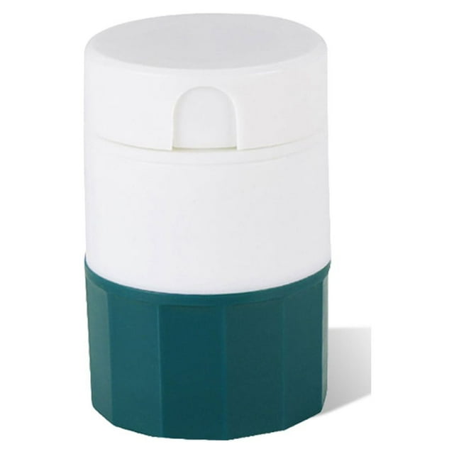 Decodeary Plastic Pill Splitter 4 Layer Water Cup V Shape Slot Adjustable Tablet Divider Household Office Grinder Grinding Tool Green 1Set