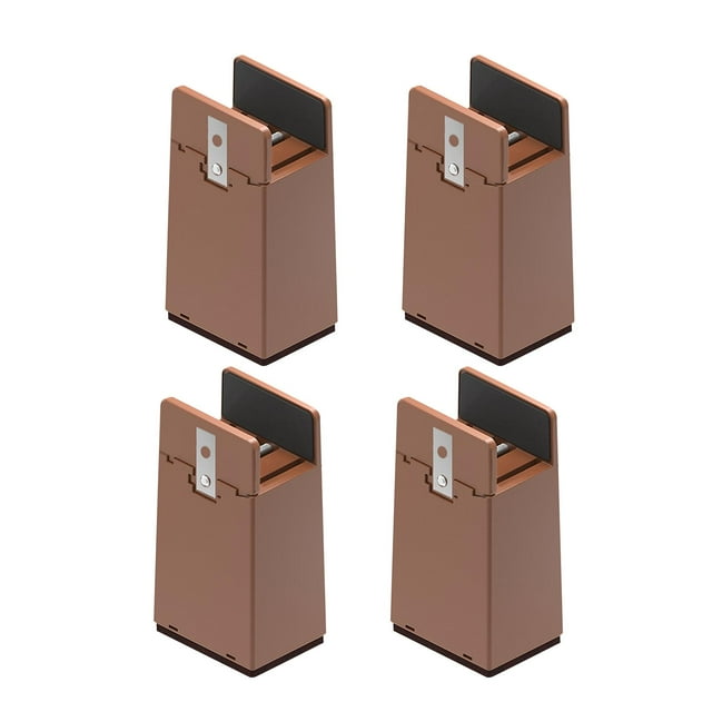Paquete de 4 elevadores de piernas Zulema para cama y mobiliario con abrazadera de tornillo 10 cm Marrón 10-37 mm