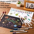 thumbnail image 3 of Metallic Marker Pens, Shuttle Art 30 Colors Metallic Paint Markers with 1 Coloring Book Fine Point for DIY Card, Calligraphy, Art and Crafting Projects, Works Great on Black Paper, Scrapbooks, Rock, 3 of 9